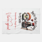 Personalized Valentine Kitchen Towel Cute Food キッチンタオル (横)