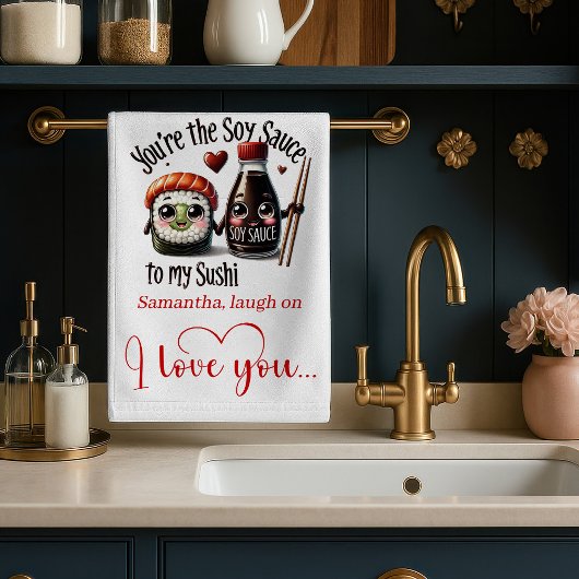 Personalized Valentine Kitchen Towel Cute Food キッチンタオル