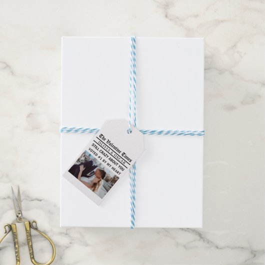 Personalized Valentine Newspaper ギフトタグ (より糸付き)