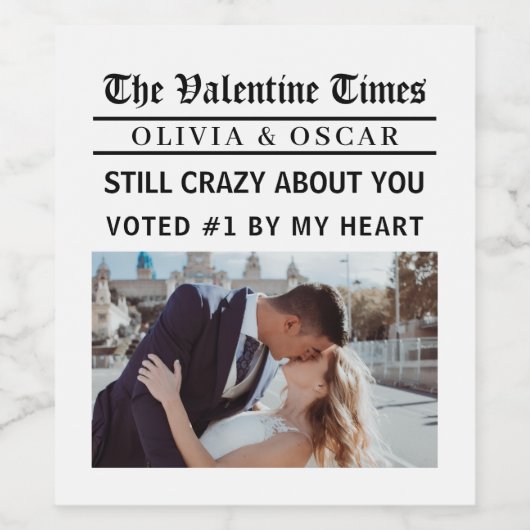 Personalized Valentine Newspaper  ワインラベル (シングルラベル)