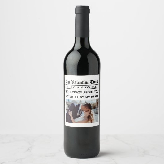 Personalized Valentine Newspaper  ワインラベル (正面)