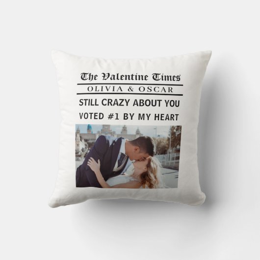 Personalized Valentine Newspaper Photo  クッション (裏面)