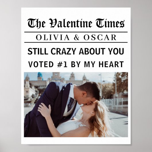 Personalized Valentine Newspaper Photo ポスター (正面)