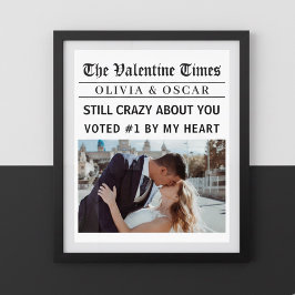 Personalized Valentine Newspaper Photo ポスター