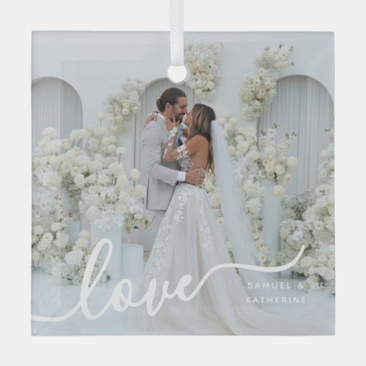 personalized Valentine photo ガラスオーナメント (正面)