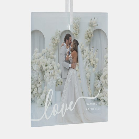 personalized Valentine photo ガラスオーナメント (正面右)