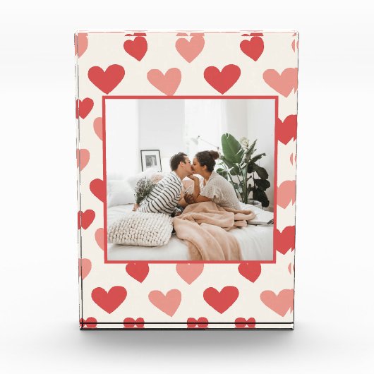 Personalized Valentine Photo Heart Acrylic Block フォトブロック (正面)