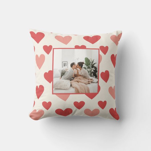 Personalized Valentine Photo Heart Throw Pillow クッション (正面)