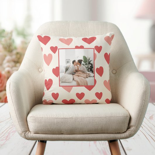 Personalized Valentine Photo Heart Throw Pillow クッション