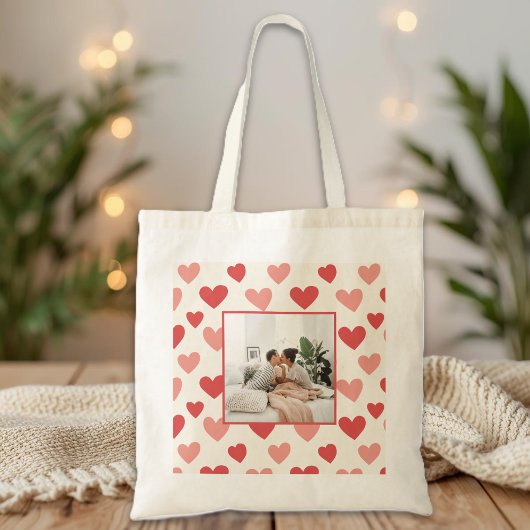 Personalized Valentine Photo Heart Tote Bag トートバッグ
