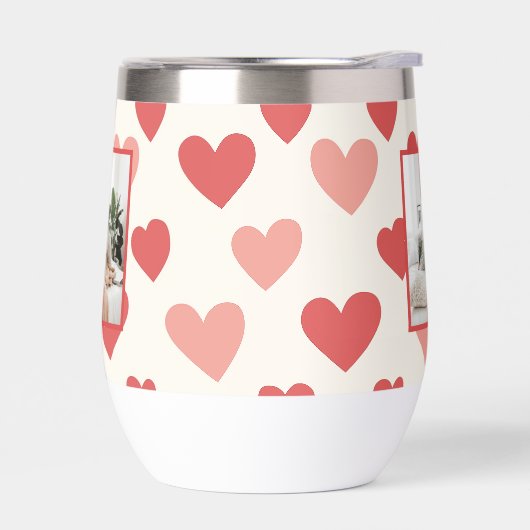 Personalized Valentine Photo Heart Water Bottle (左面)