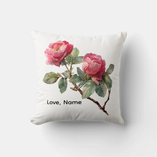Personalized Valentine Rose Flower Pillow Cover  クッション (正面)