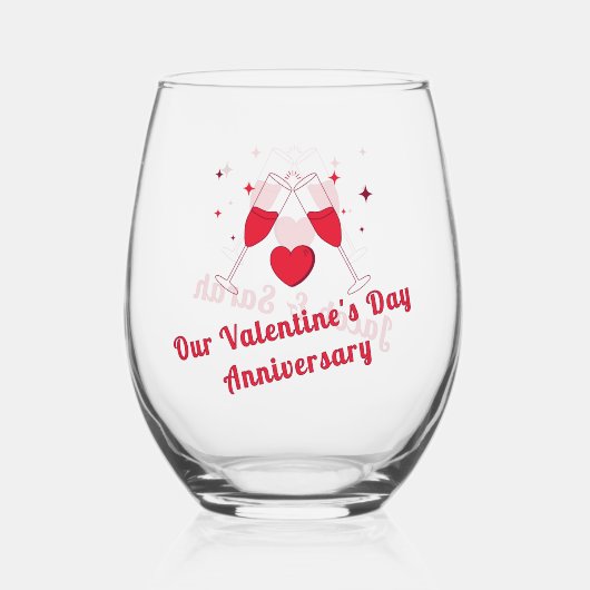 Personalized Valentine’s Anniversary  ステムなしワイングラス (正面)
