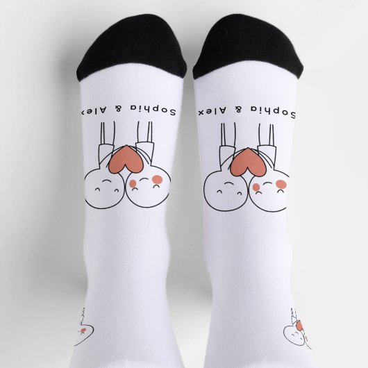 Personalized Valentine’s Couple Matching Crew Sock ソックス (上部)