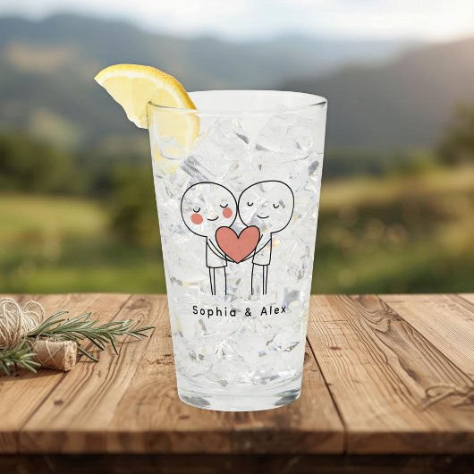 Personalized Valentine’s Couple Matching Glass Cup タンブラーグラス