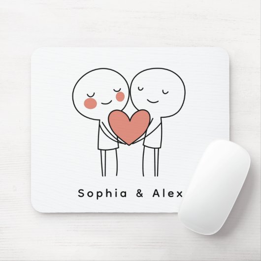 Personalized Valentine’s Couple Matching Mouse Pad マウスパッド (マウス)