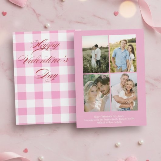 Personalized Valentine’s Day Card with Photo pink シーズンカード