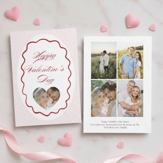 Personalized Valentine’s Day Card with Photo pink シーズンカード