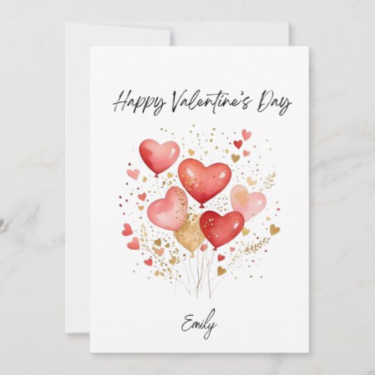 Personalized Valentine’s Day Heart Balloon Card シーズンカード (正面)