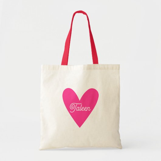 Personalized Valentine’s Day Name Heart Tote Bag トートバッグ (正面)