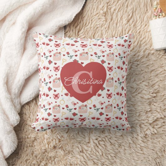 Personalized Valentine`s Day Throw Pillow クッション (ブランケット)