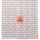 Personalized Valentine Shower Curtain Pink Black   シャワーカーテン (正面)