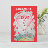 Personalized Valentine's Day Bunny Love Card シーズンカード (スタンド正面)
