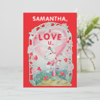 Personalized Valentine's Day Bunny Love Card シーズンカード
