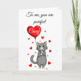 Personalized Valentine's Day Card - Cute Cat   カード