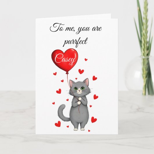 Personalized Valentine's Day Card - Cute Cat   カード (正面)