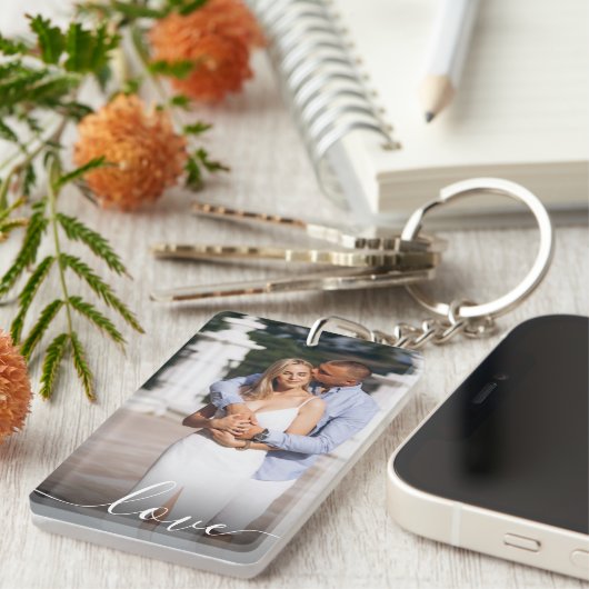 Personalized Valentine's Day Photo Love Script キーホルダー (正面右)