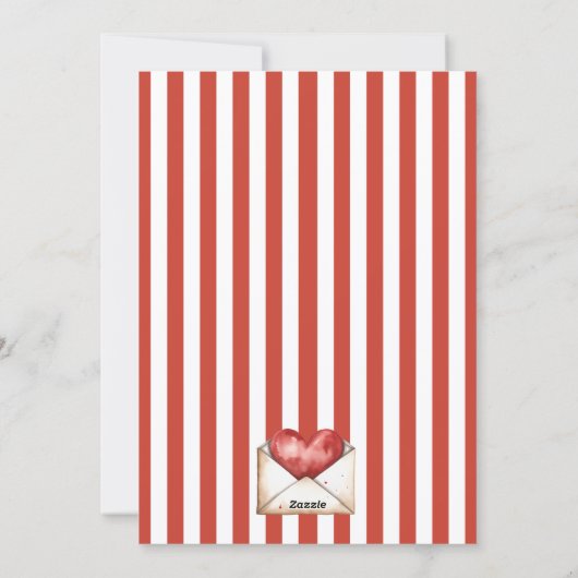 personalized valentines red striped bear  シーズンカード (裏面)
