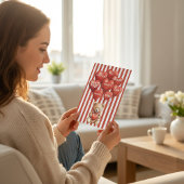 personalized valentines red striped bear  シーズンカード