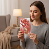 personalized valentines red striped bear  シーズンカード