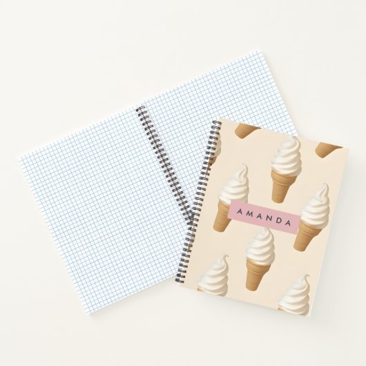Personalized Vanilla Ice Cream Cone Pattern ノートブック (内部)