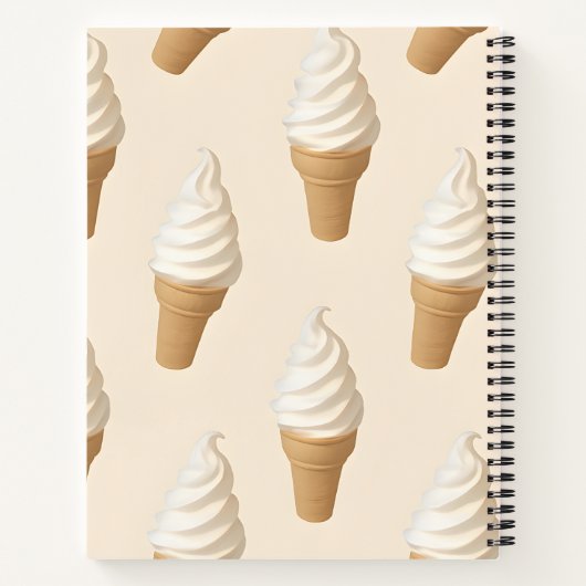 Personalized Vanilla Ice Cream Cone Pattern ノートブック (裏面)