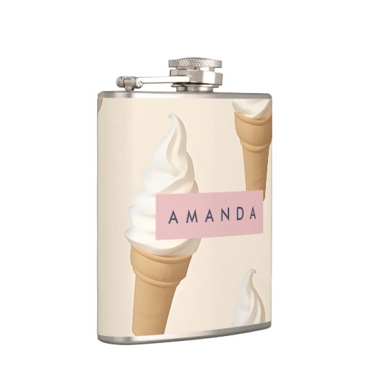 Personalized Vanilla Ice Cream Cone Pattern フラスク (右)