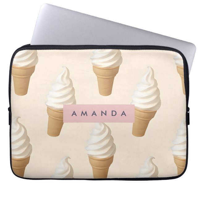 Personalized Vanilla Ice Cream Cone Pattern ラップトップスリーブ (正面)