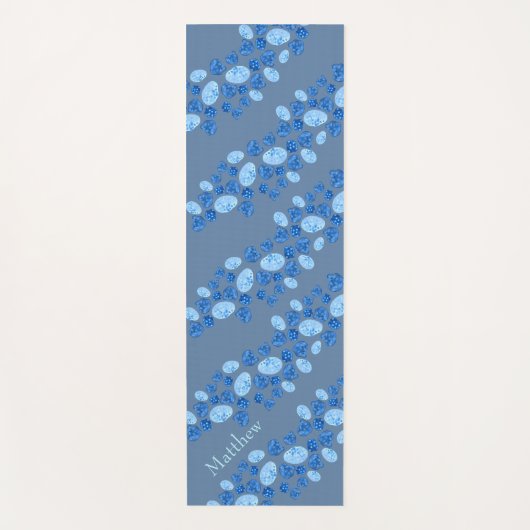 Personalized Variegated Blue/White Ovals ヨガマット (正面)