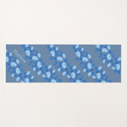 Personalized Variegated Blue/White Ovals ヨガマット (正面(横))