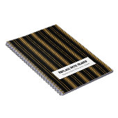 Personalized Vertical Stripe Black Gold ノートブック (右側)