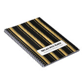 Personalized Vertical Stripe Black Gold ノートブック (右側)