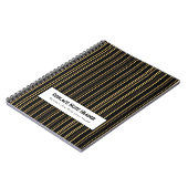 Personalized Vertical Stripe Black Gold ノートブック (左側)