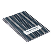 Personalized Vertical Stripe Blue Grey ノートブック (右側)