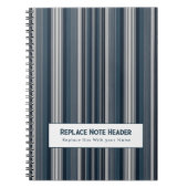 Personalized Vertical Stripe Blue Grey ノートブック (正面)
