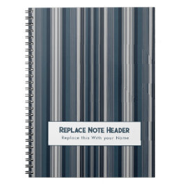 Personalized Vertical Stripe Blue Grey ノートブック