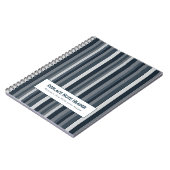 Personalized Vertical Stripe Blue Grey ノートブック (左側)