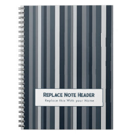 Personalized Vertical Stripe Blue Grey ノートブック
