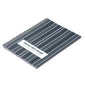 Personalized Vertical Stripe Blue Grey ノートブック (左側)