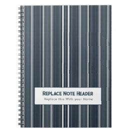 Personalized Vertical Stripe Blue Grey ノートブック